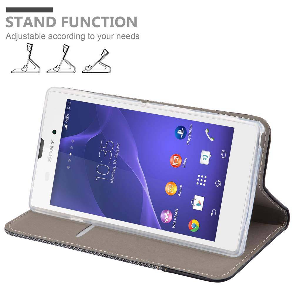 Cadorabo Hülle für Sony Xperia T3 Schutzhülle in Grau Handy Hülle Etui Book Case Cover