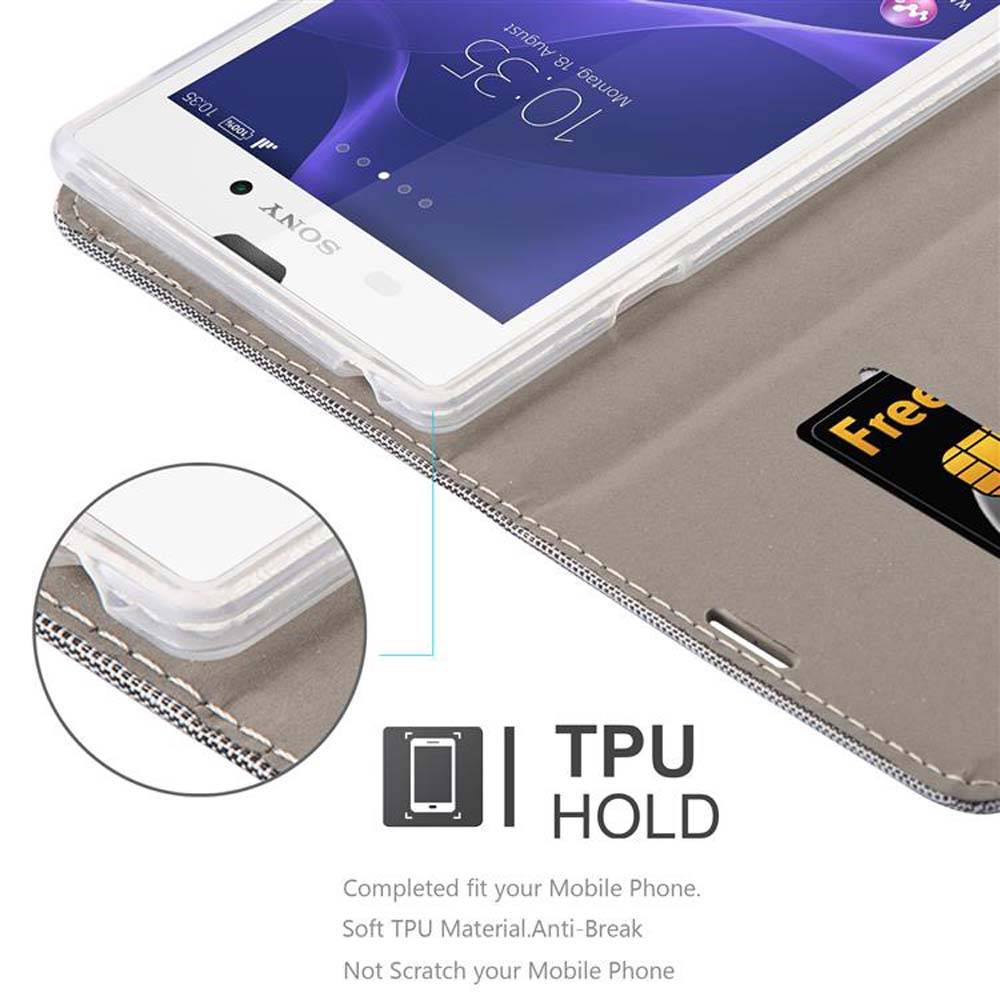 Cadorabo Hülle für Sony Xperia T3 Schutzhülle in Grau Handy Hülle Etui Book Case Cover