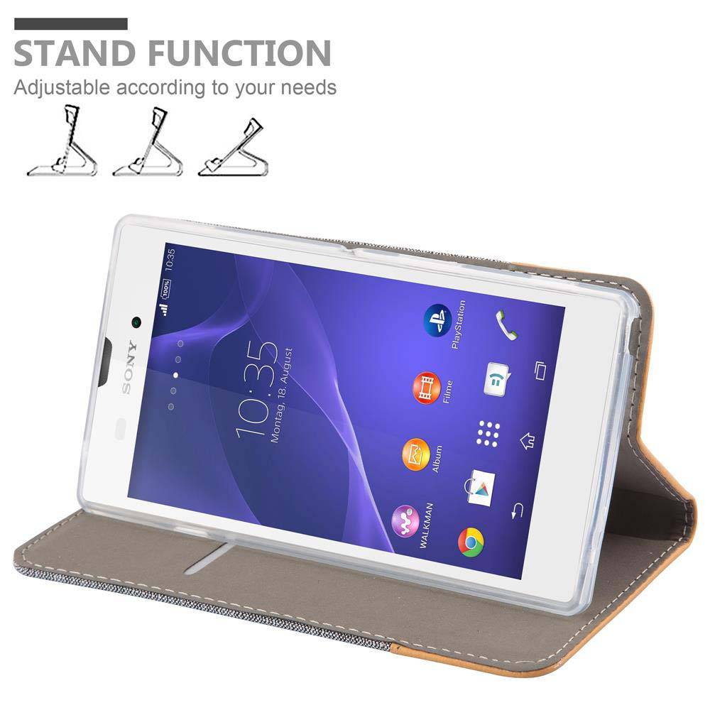Cadorabo Hülle für Sony Xperia T3 Schutzhülle in Grau Handy Hülle Etui Book Case Cover