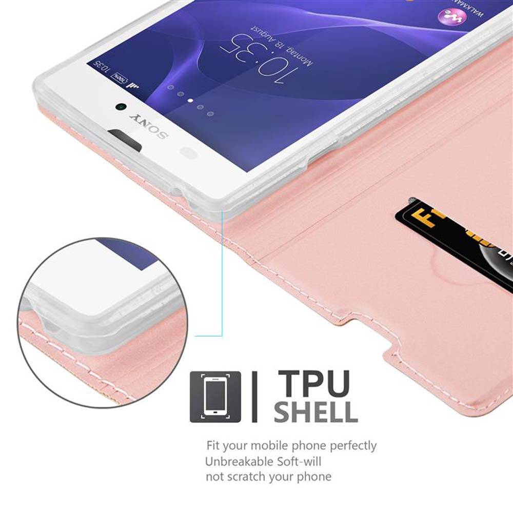 Cadorabo Handyhülle für Sony Xperia T3 Schutz Hülle in Rosa Cover Etui Book Case Booklet
