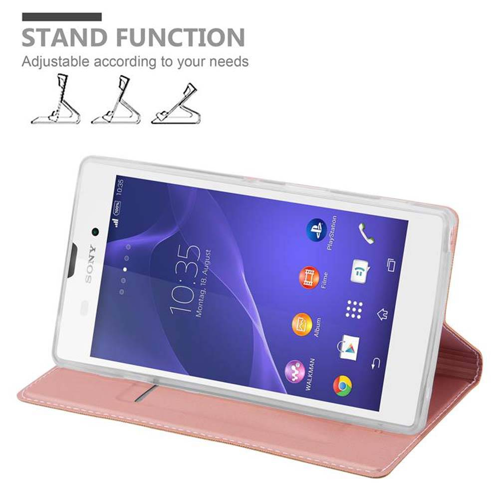 Cadorabo Handyhülle für Sony Xperia T3 Schutz Hülle in Rosa Cover Etui Book Case Booklet