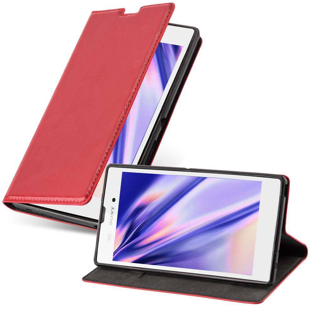 Cadorabo Hülle für Sony Xperia T3 Schutz Hülle in Rot Handyhülle Etui Case Cover Magnetverschluss