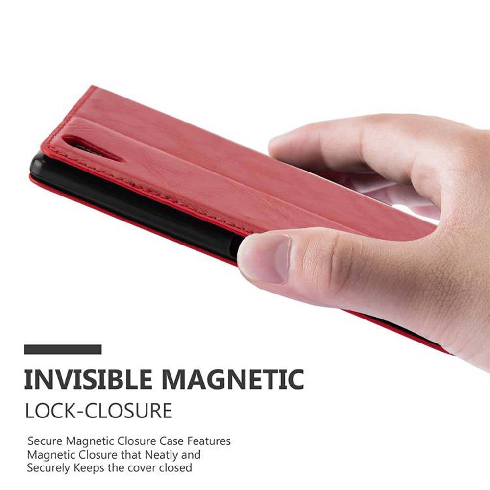 Cadorabo Hülle für Sony Xperia T3 Schutz Hülle in Rot Handyhülle Etui Case Cover Magnetverschluss