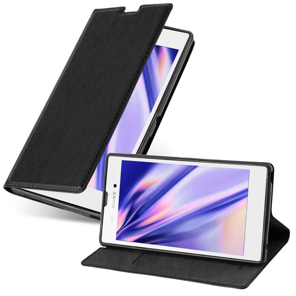 Cadorabo Hülle für Sony Xperia T3 Schutz Hülle in Schwarz Handyhülle Etui Case Cover Magnetverschluss