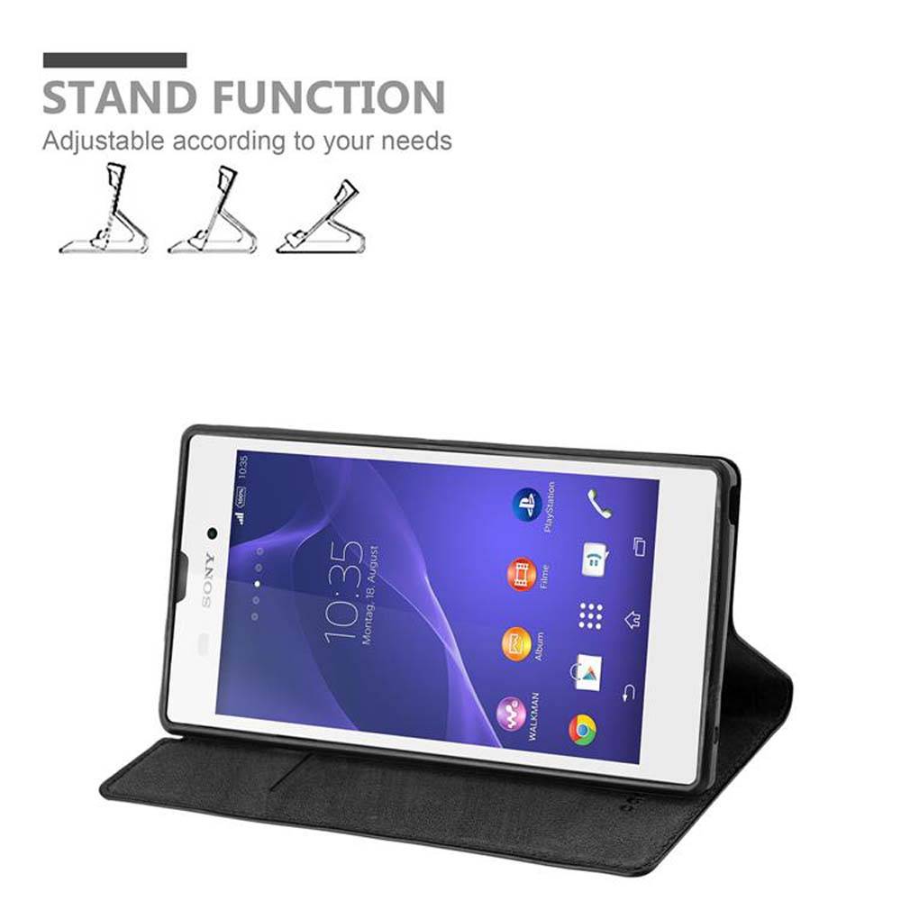 Cadorabo Hülle für Sony Xperia T3 Schutz Hülle in Schwarz Handyhülle Etui Case Cover Magnetverschluss