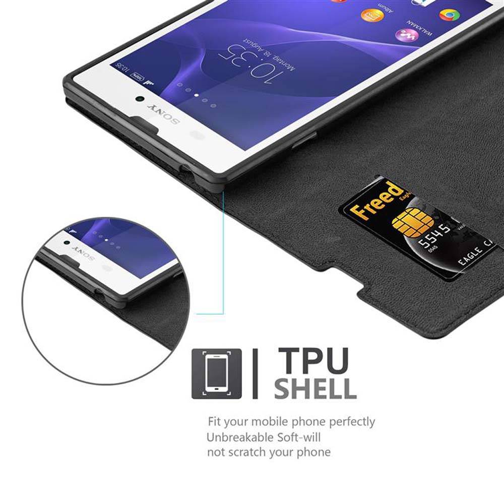 Cadorabo Hülle für Sony Xperia T3 Schutz Hülle in Schwarz Handyhülle Etui Case Cover Magnetverschluss