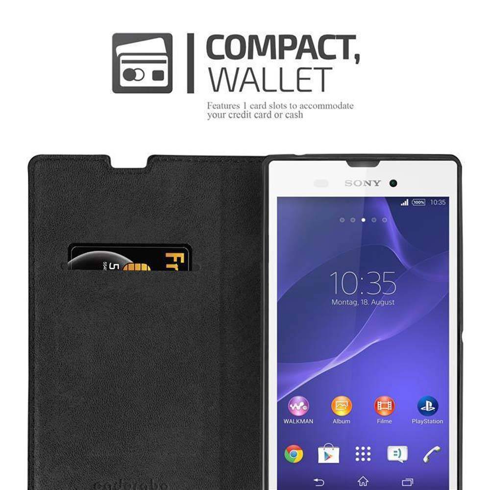 Cadorabo Hülle für Sony Xperia T3 Schutz Hülle in Schwarz Handyhülle Etui Case Cover Magnetverschluss