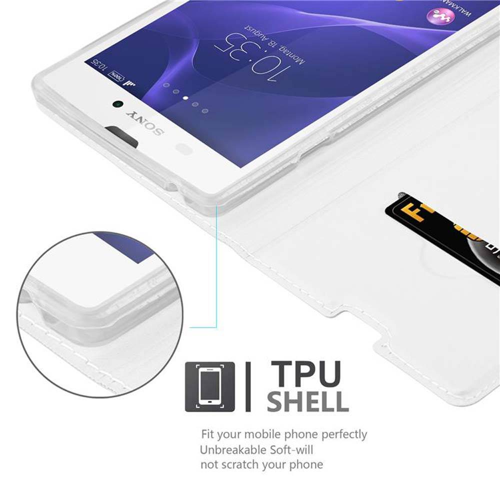 Cadorabo Handyhülle für Sony Xperia T3 Schutz Hülle in Silber Cover Etui Book Case Booklet