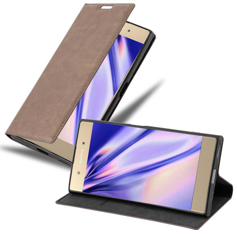 Cadorabo Hülle für Sony Xperia XA1 PLUS Schutz Hülle in Braun Handyhülle Etui Case Cover Magnetverschluss