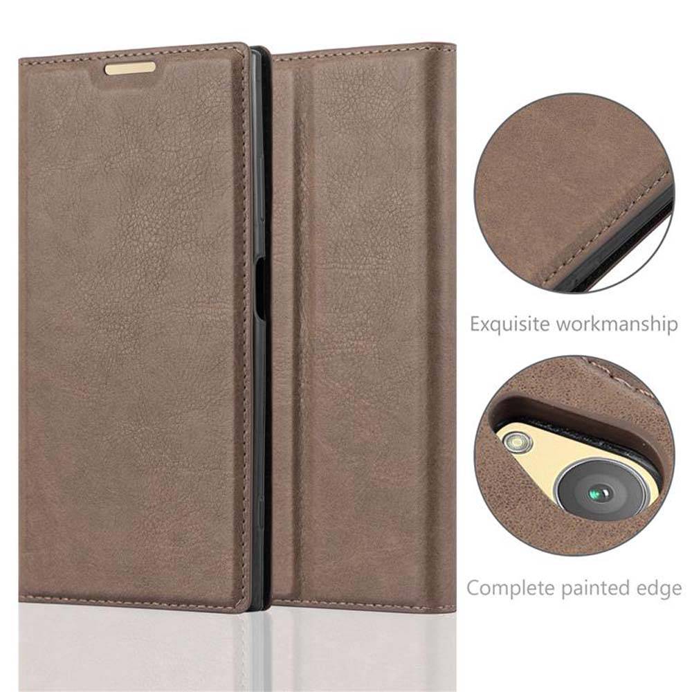 Cadorabo Hülle für Sony Xperia XA1 PLUS Schutz Hülle in Braun Handyhülle Etui Case Cover Magnetverschluss