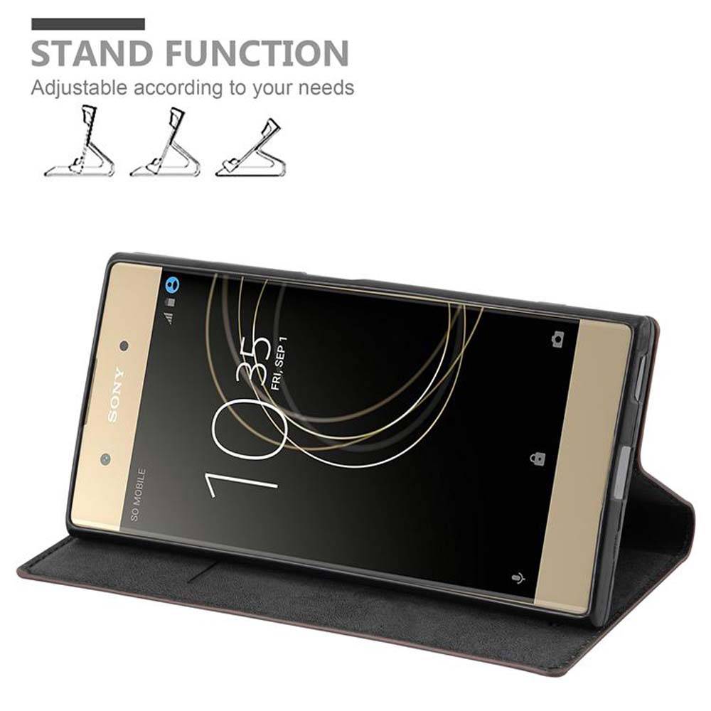 Cadorabo Hülle für Sony Xperia XA1 PLUS Schutz Hülle in Braun Handyhülle Etui Case Cover Magnetverschluss