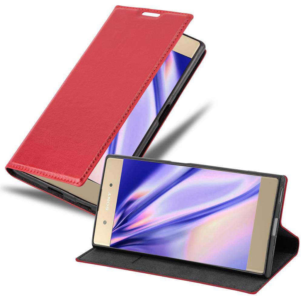 Cadorabo Hülle für Sony Xperia XA1 PLUS Schutz Hülle in Rot Handyhülle Etui Case Cover Magnetverschluss