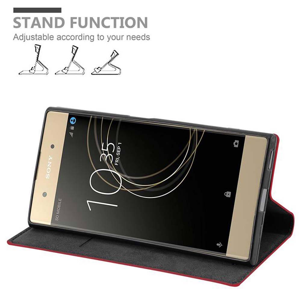 Cadorabo Hülle für Sony Xperia XA1 PLUS Schutz Hülle in Rot Handyhülle Etui Case Cover Magnetverschluss