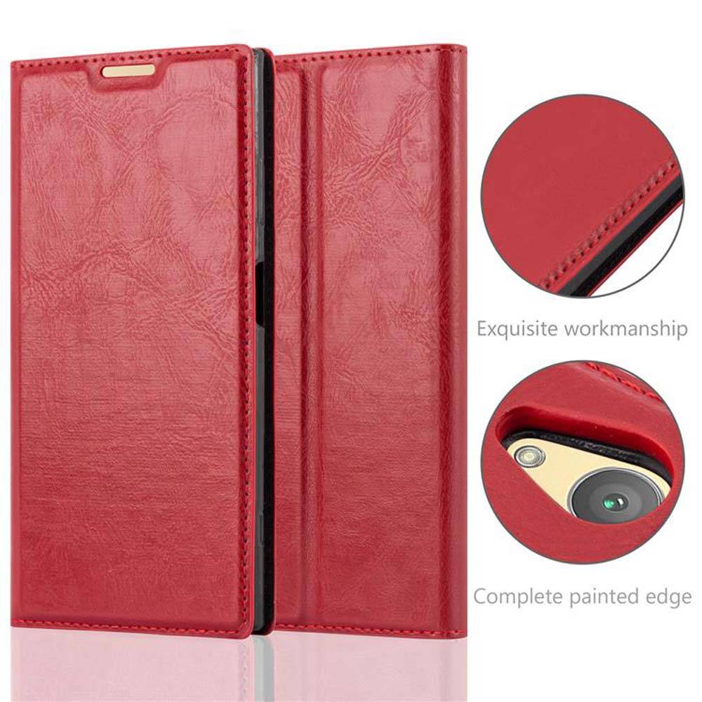 Cadorabo Hülle für Sony Xperia XA1 PLUS Schutz Hülle in Rot Handyhülle Etui Case Cover Magnetverschluss