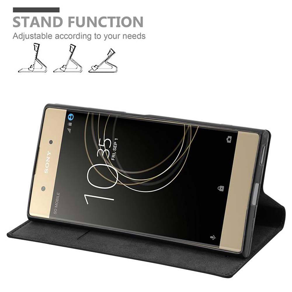 Cadorabo Hülle für Sony Xperia XA1 PLUS Schutz Hülle in Schwarz Handyhülle Etui Case Cover Magnetverschluss