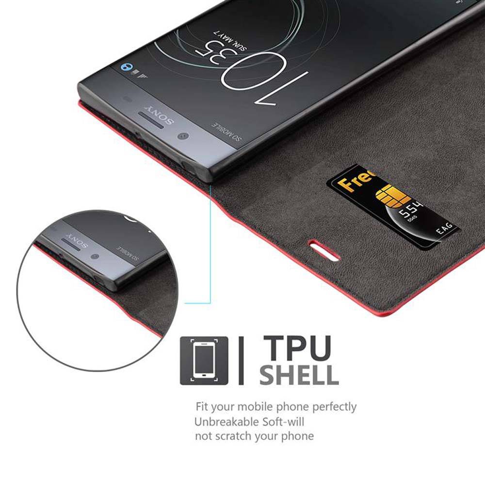 Cadorabo Hülle für Sony Xperia XZ PREMIUM Schutz Hülle in Rot Handyhülle Etui Case Cover Magnetverschluss