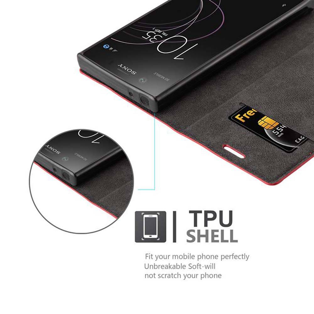 Cadorabo Hülle für Sony Xperia XZ1 COMPACT Schutz Hülle in Rot Handyhülle Etui Case Cover Magnetverschluss