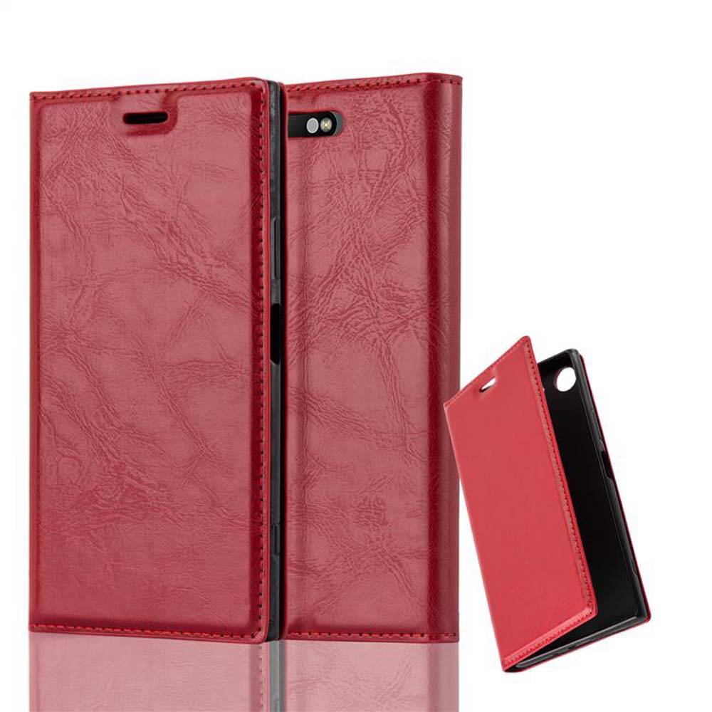 Cadorabo Hülle für Sony Xperia XZ1 Schutz Hülle in Rot Handyhülle Etui Case Cover Magnetverschluss