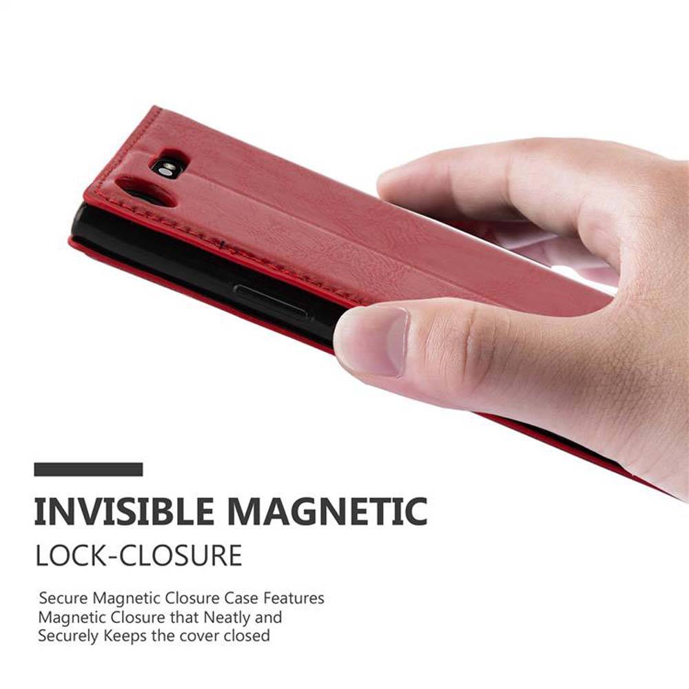 Cadorabo Hülle für Sony Xperia XZ1 Schutz Hülle in Rot Handyhülle Etui Case Cover Magnetverschluss