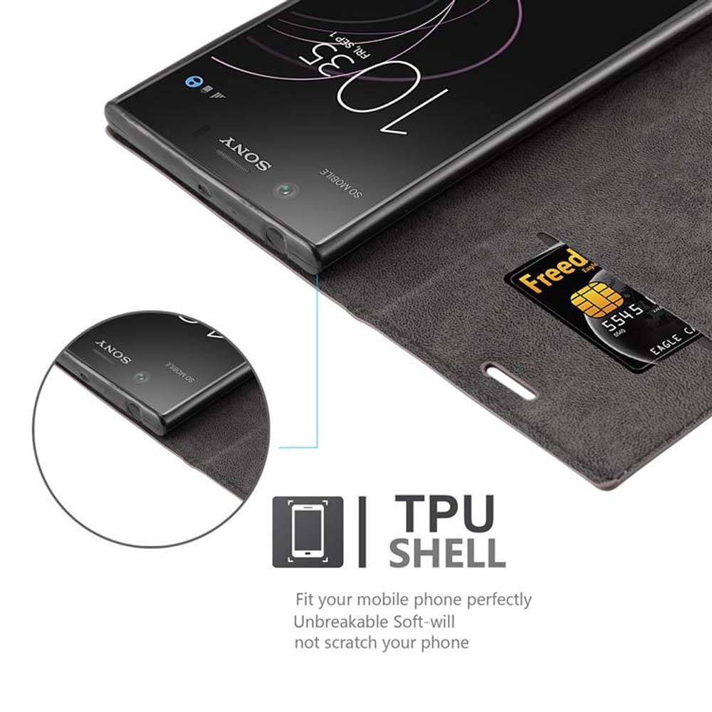 Cadorabo Hülle für Sony Xperia XZ1 Schutz Hülle in Schwarz Handyhülle Etui Case Cover Magnetverschluss