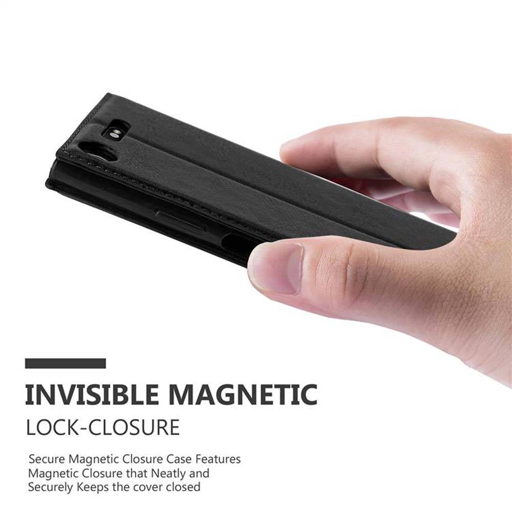 Cadorabo Hülle für Sony Xperia XZ1 Schutz Hülle in Schwarz Handyhülle Etui Case Cover Magnetverschluss