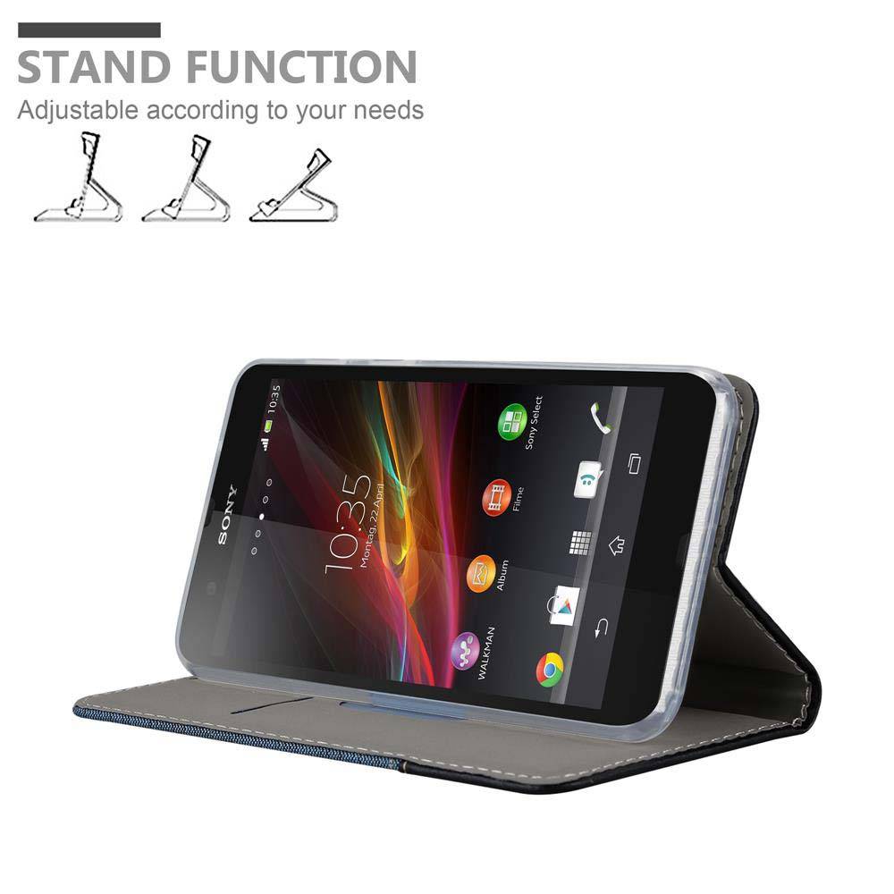 Cadorabo Hülle für Sony Xperia Z Schutzhülle in Blau Handy Hülle Etui Book Case Cover