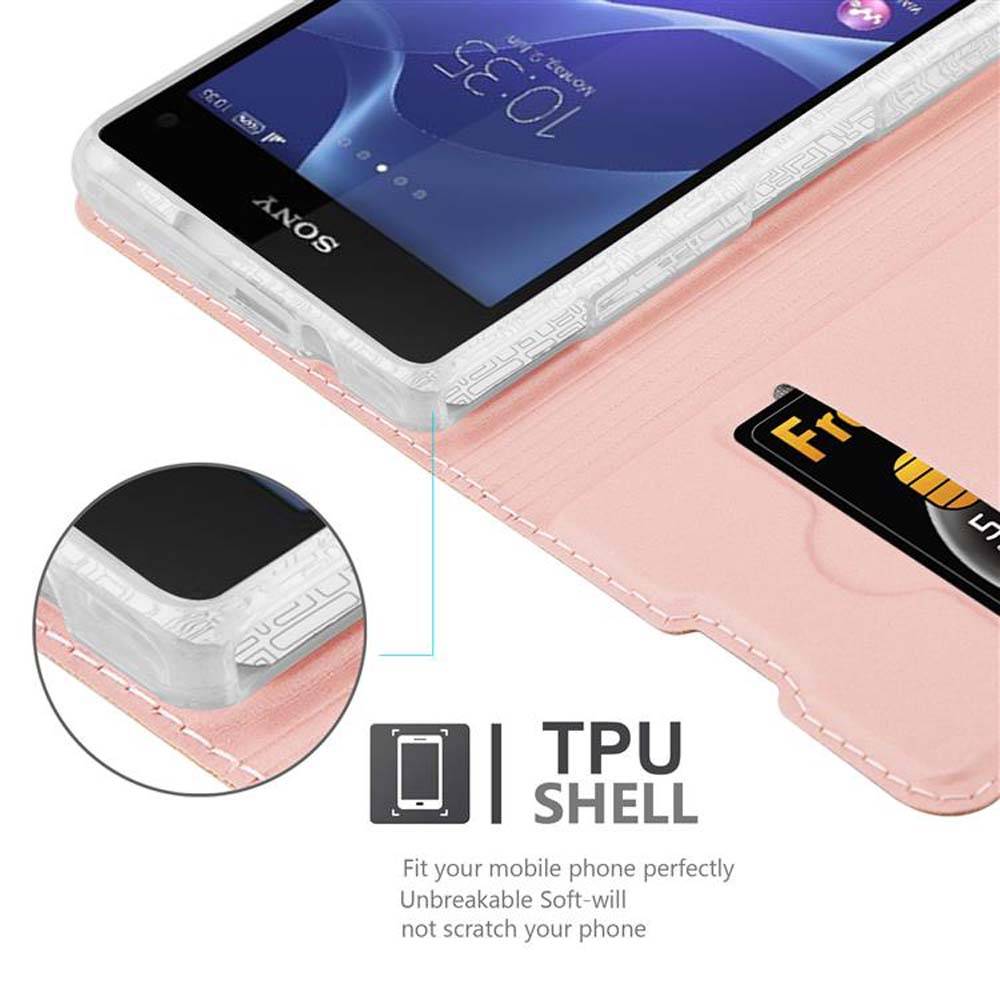 Cadorabo Handyhülle für Sony Xperia Z1 COMPACT Schutz Hülle in Rosa Cover Etui Book Case Booklet