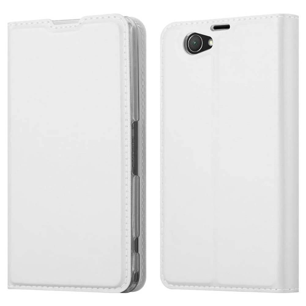 Cadorabo Handyhülle für Sony Xperia Z1 COMPACT Schutz Hülle in Silber Cover Etui Book Case Booklet