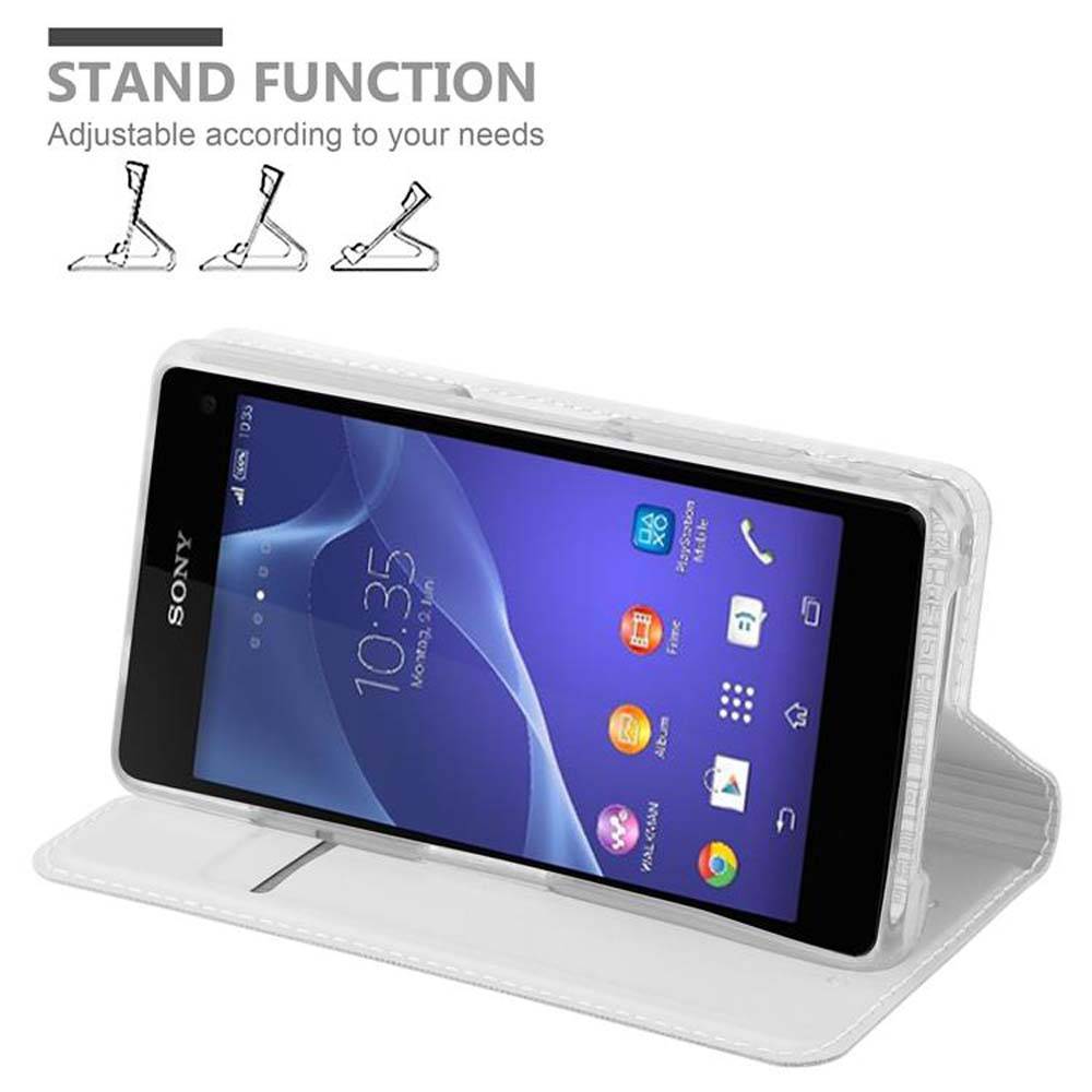 Cadorabo Handyhülle für Sony Xperia Z1 COMPACT Schutz Hülle in Silber Cover Etui Book Case Booklet