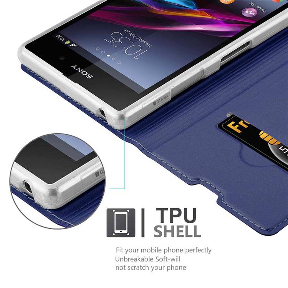 Cadorabo Handyhülle für Sony Xperia Z1 Schutz Hülle in Blau Cover Etui Book Case Booklet