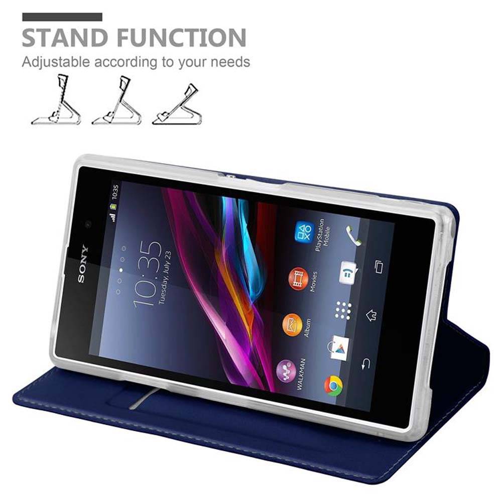 Cadorabo Handyhülle für Sony Xperia Z1 Schutz Hülle in Blau Cover Etui Book Case Booklet