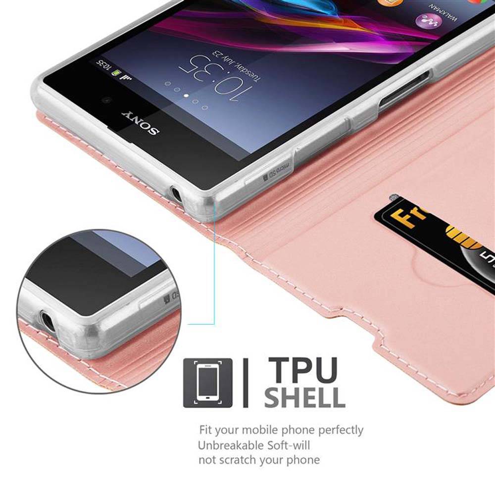Cadorabo Handyhülle für Sony Xperia Z1 Schutz Hülle in Rosa Cover Etui Book Case Booklet