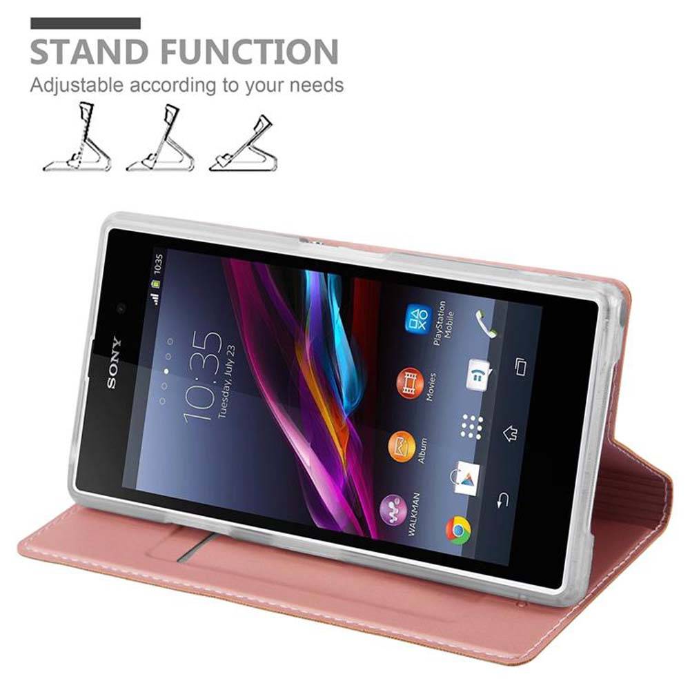 Cadorabo Handyhülle für Sony Xperia Z1 Schutz Hülle in Rosa Cover Etui Book Case Booklet