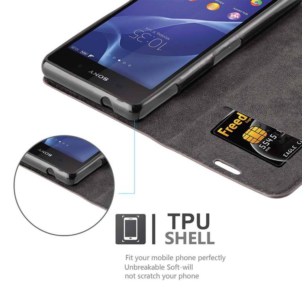 Cadorabo Hülle für Sony Xperia Z2 COMPACT Schutz Hülle in Braun Handyhülle Etui Case Cover Magnetverschluss