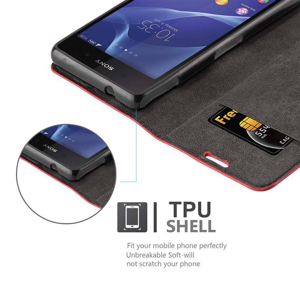 Cadorabo Hülle für Sony Xperia Z2 COMPACT Schutz Hülle in Rot Handyhülle Etui Case Cover Magnetverschluss