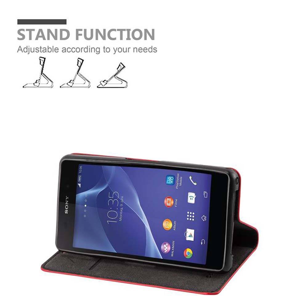 Cadorabo Hülle für Sony Xperia Z2 COMPACT Schutz Hülle in Rot Handyhülle Etui Case Cover Magnetverschluss