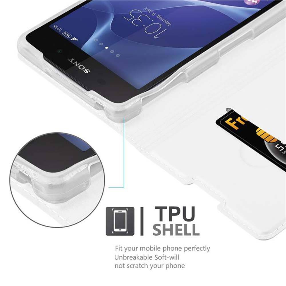 Cadorabo Handyhülle für Sony Xperia Z2 Schutz Hülle in Silber Cover Etui Book Case Booklet