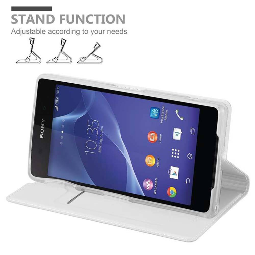 Cadorabo Handyhülle für Sony Xperia Z2 Schutz Hülle in Silber Cover Etui Book Case Booklet