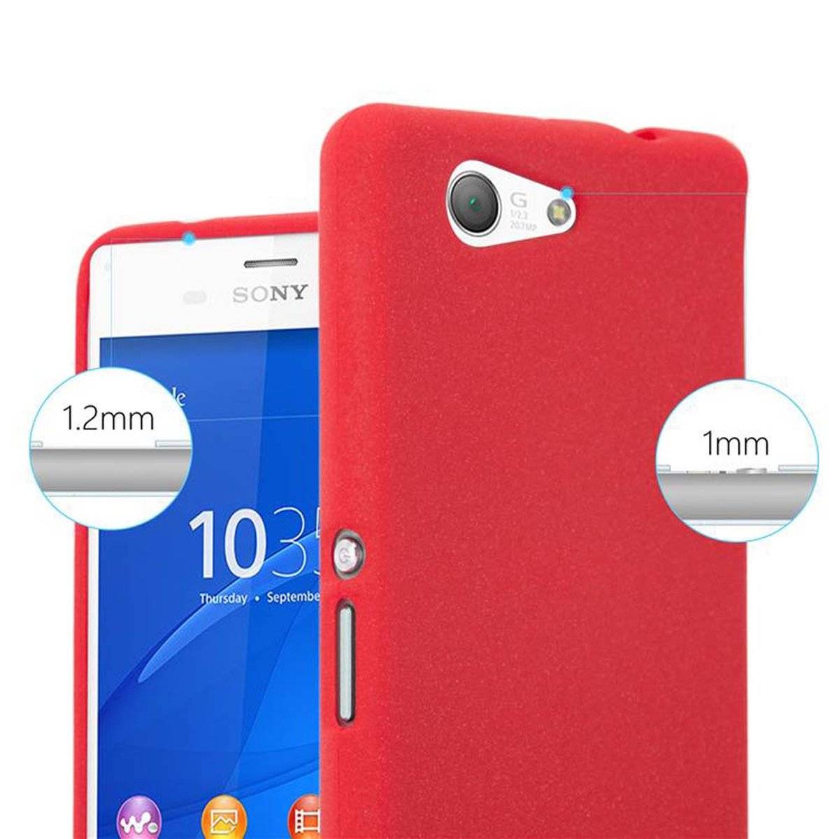 Flexible TPU Silikon Handy Schutzhülle - Hülle - ultra slim, frost rot, Backcover für Sony Xperia Z3 Compact