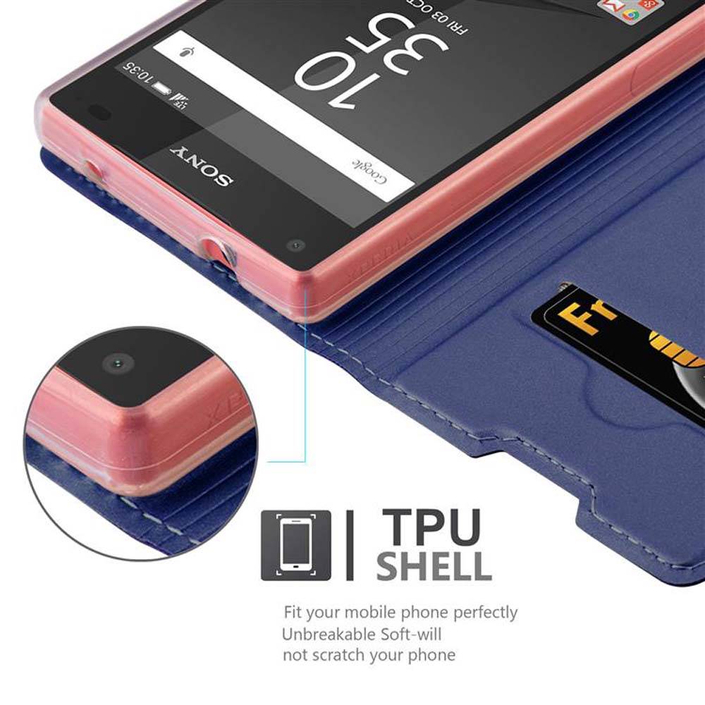 Cadorabo Handyhülle für Sony Xperia Z5 COMPACT Schutz Hülle in Blau Cover Etui Book Case Booklet