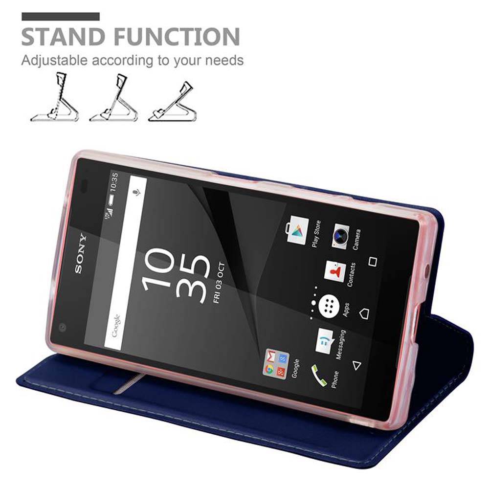 Cadorabo Handyhülle für Sony Xperia Z5 COMPACT Schutz Hülle in Blau Cover Etui Book Case Booklet