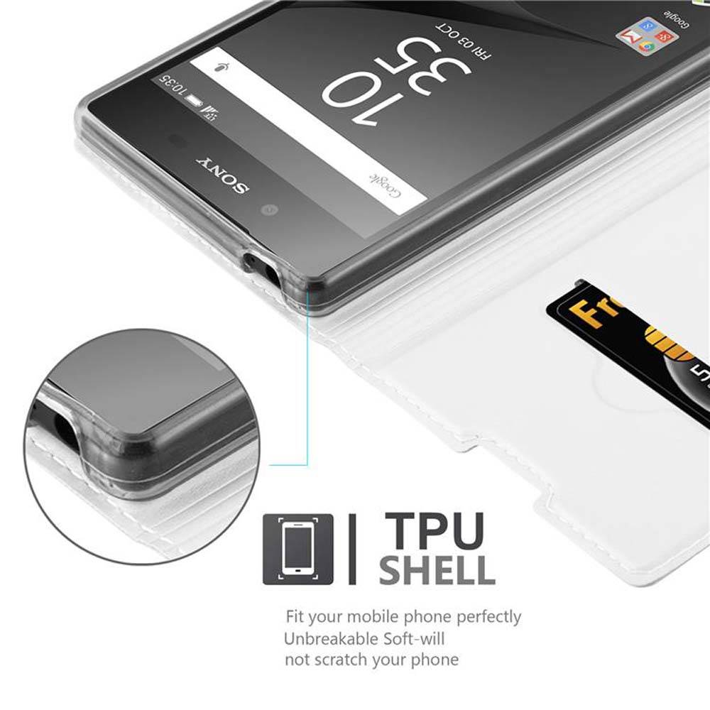 Cadorabo Handyhülle für Sony Xperia Z5 Schutz Hülle in Silber Cover Etui Book Case Booklet
