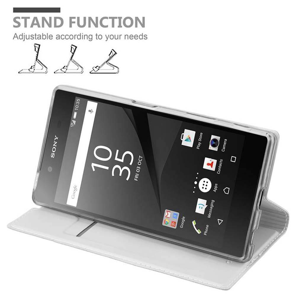 Cadorabo Handyhülle für Sony Xperia Z5 Schutz Hülle in Silber Cover Etui Book Case Booklet