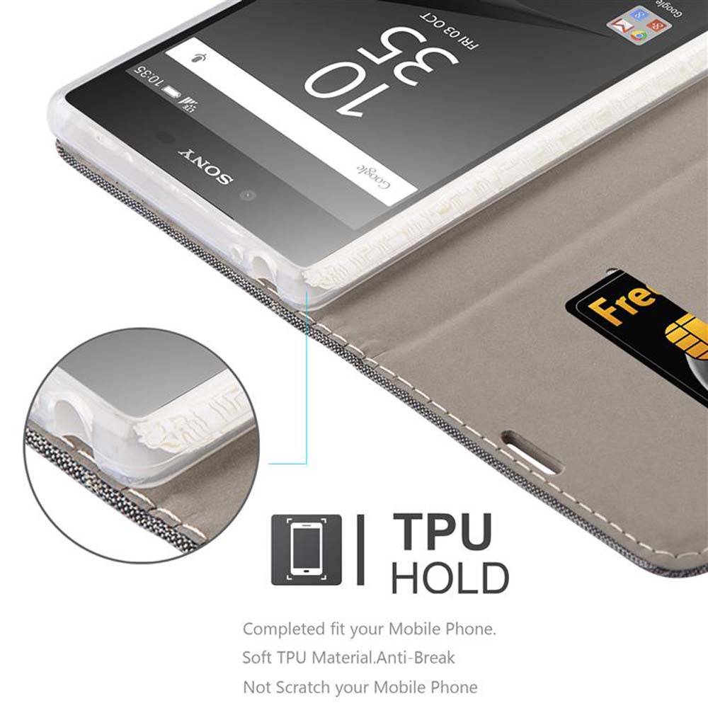 Cadorabo Hülle für Sony Xperia Z5 PREMIUM Schutzhülle in Grau Handy Hülle Etui Book Case Cover