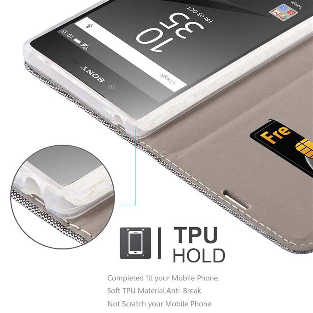 Cadorabo Hülle für Sony Xperia Z5 PREMIUM Schutzhülle in Grau Handy Hülle Etui Book Case Cover