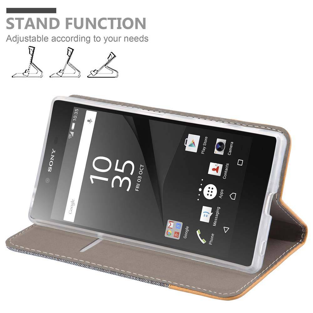 Cadorabo Hülle für Sony Xperia Z5 PREMIUM Schutzhülle in Grau Handy Hülle Etui Book Case Cover
