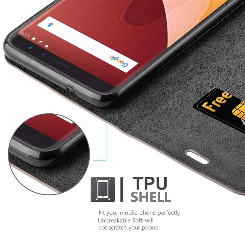 Cadorabo Hülle für WIKO VIEW Schutz Hülle in Braun Handyhülle Etui Case Cover Magnetverschluss