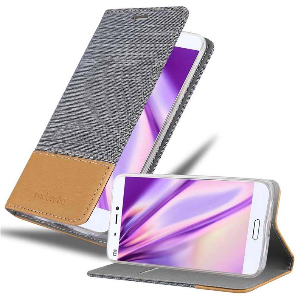 Cadorabo Hülle für Xiaomi Mi 5 Schutzhülle in Grau Handy Hülle Etui Book Case Cover