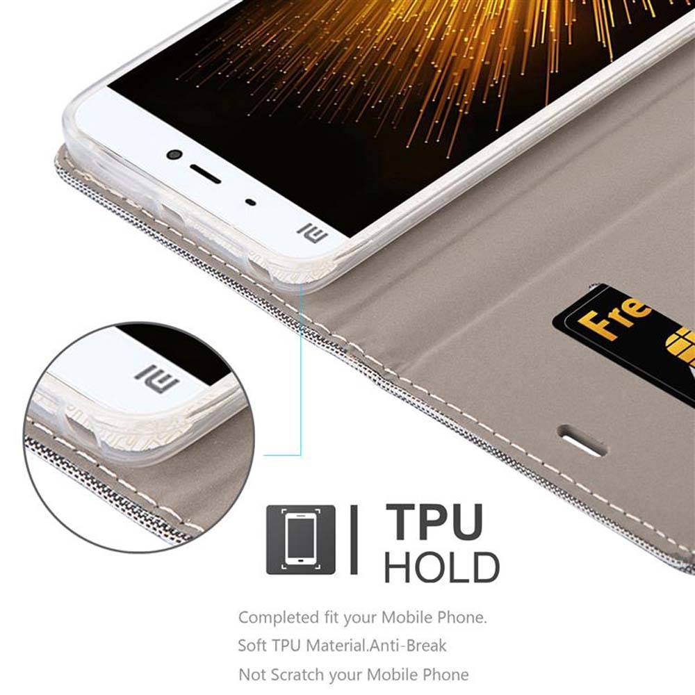 Cadorabo Hülle für Xiaomi Mi 5 Schutzhülle in Grau Handy Hülle Etui Book Case Cover