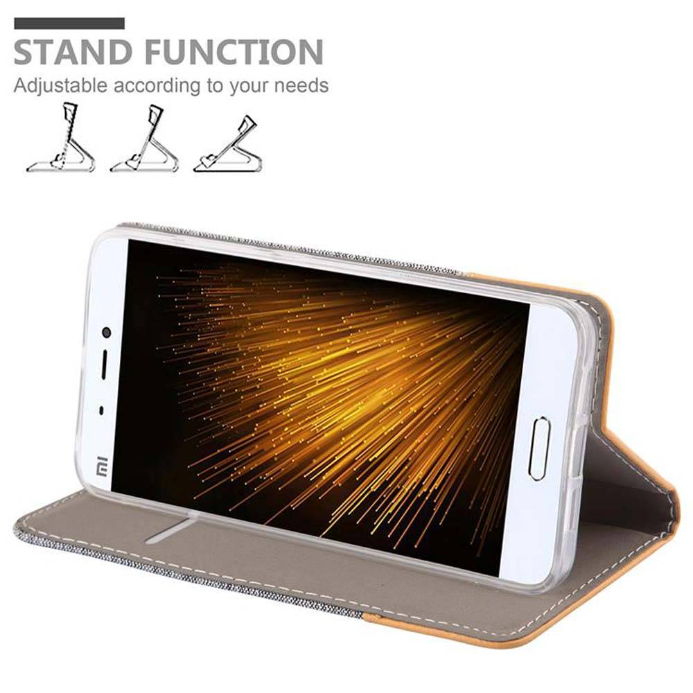 Cadorabo Hülle für Xiaomi Mi 5 Schutzhülle in Grau Handy Hülle Etui Book Case Cover